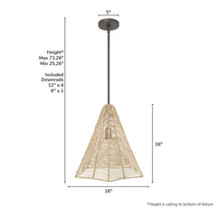 Comet 1 Light Large 16 Inch Pendant