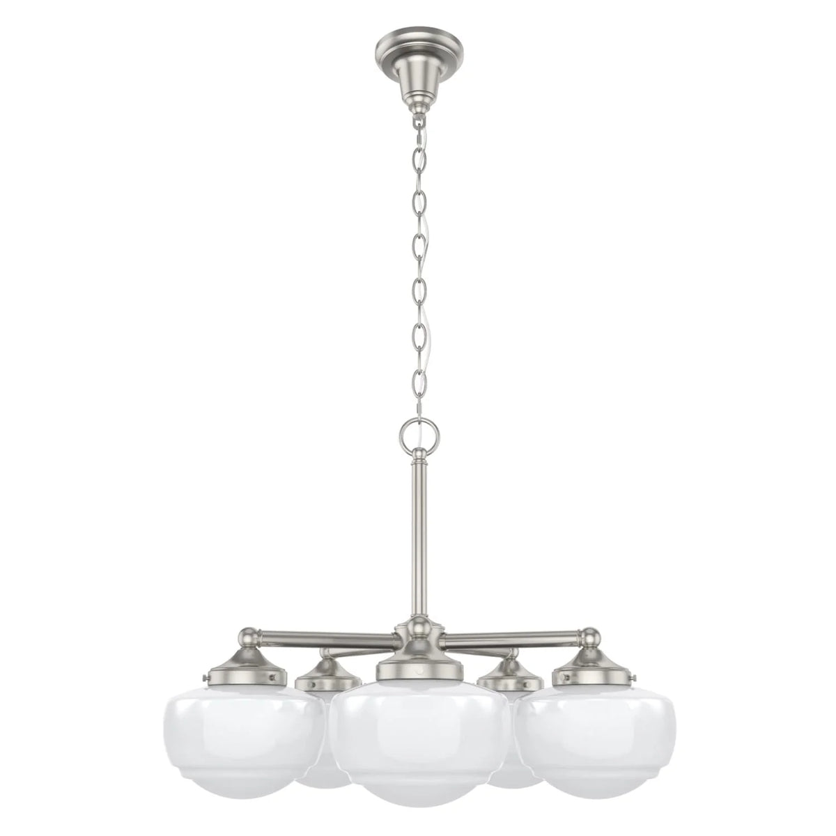Saddle Creek Shiny Cased White Glass 5 Light Chandelier