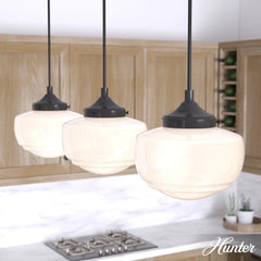 Saddle Creek Shiny Cased White Glass 3 Light Linear Pendant Cluster