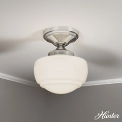 Saddle Creek Shiny Cased White Glass 1 Light Mini Semi Flush