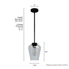 Vidria Smoked Glass 1 Light 7.25 Inch Mini Pendant