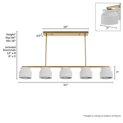 Harlowe Jasmine Roth 5 Light Large 51 Inch Linear