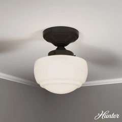 Saddle Creek Shiny Cased White Glass 1 Light Mini Semi Flush