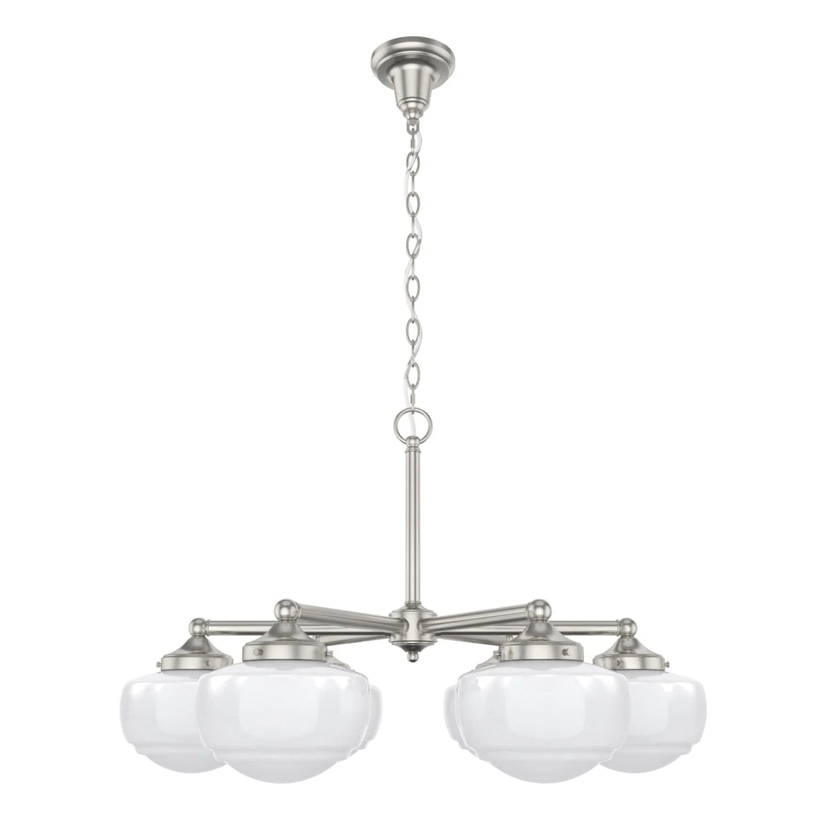 Saddle Creek Shiny Cased White Glass 6 Light Chandelier