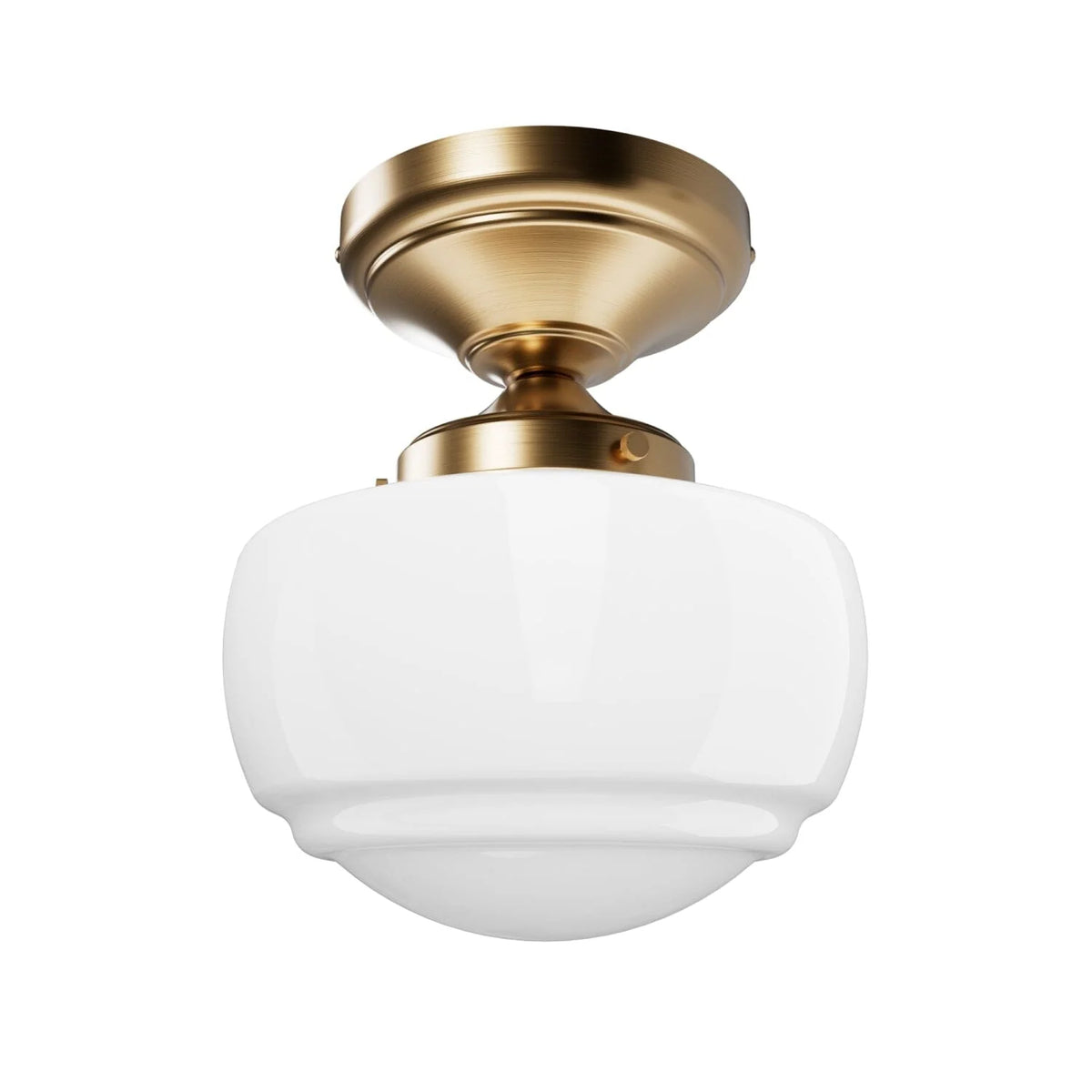 Saddle Creek Shiny Cased White Glass 1 Light Mini Semi Flush