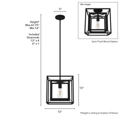 Doherty Convertible 1 Light Pendant 12 inch