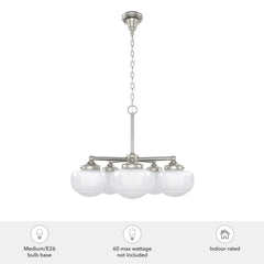Saddle Creek Shiny Cased White Glass 5 Light Chandelier