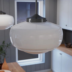 Saddle Creek Shiny Cased White Glass 1 Light 16 Inch Pendant