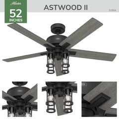 Astwood II Indoor with LED Light 52 inch with remote