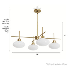 Getty Jasmine Roth 4 Light Large 34 Inch Chandelier