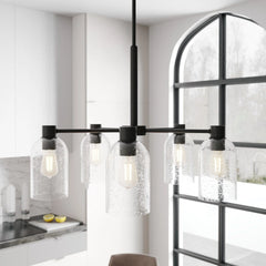 Lochemeade Clear Seeded Glass 5 Light Chandelier