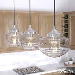 Saddle Creek Clear Seeded Glass 3 Light Linear Pendant Cluster