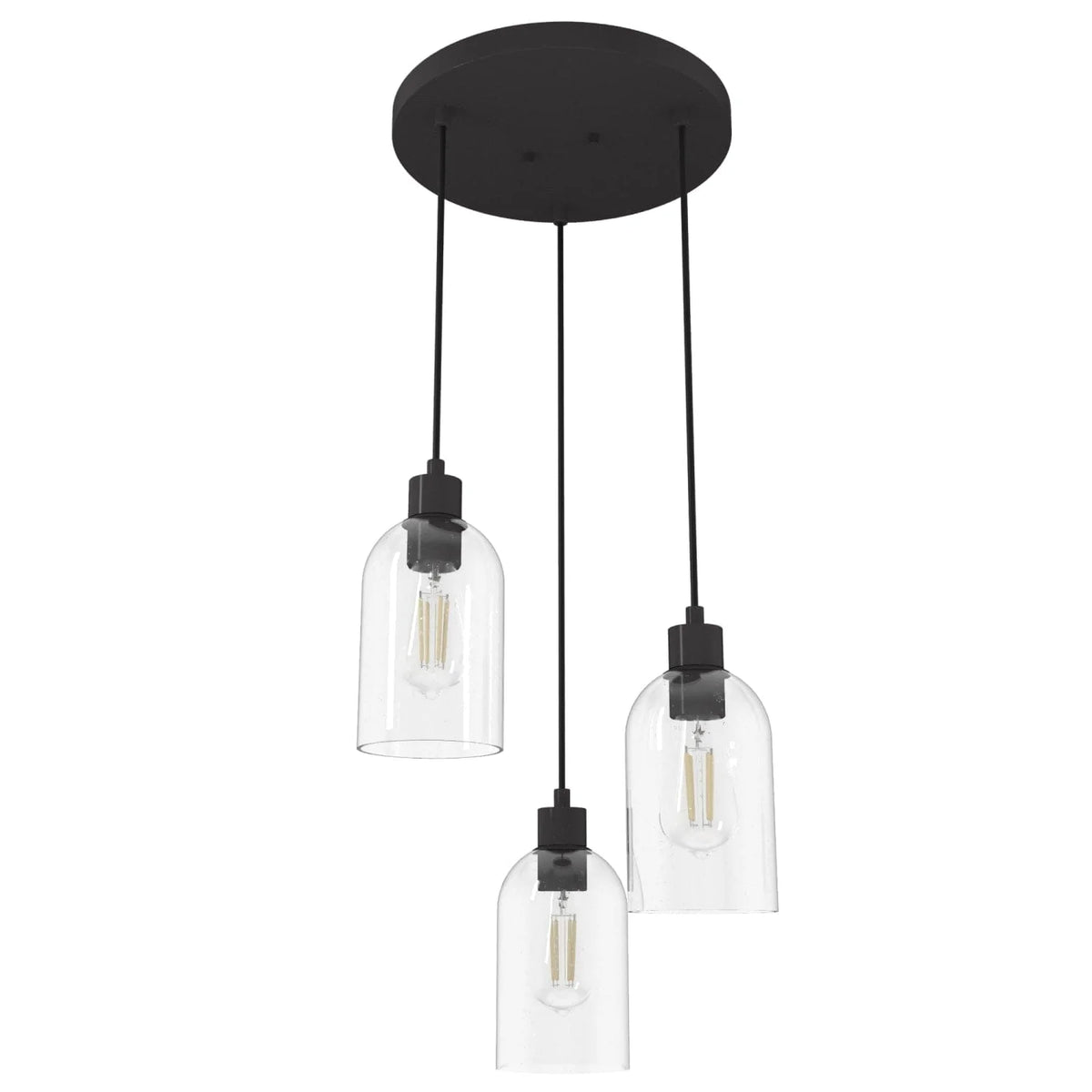 Lochemeade Clear Seeded Glass 3 Light Round Pendant Cluster