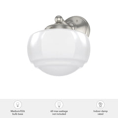 Saddle Creek Shiny Cased White Glass 1 Light Sconce