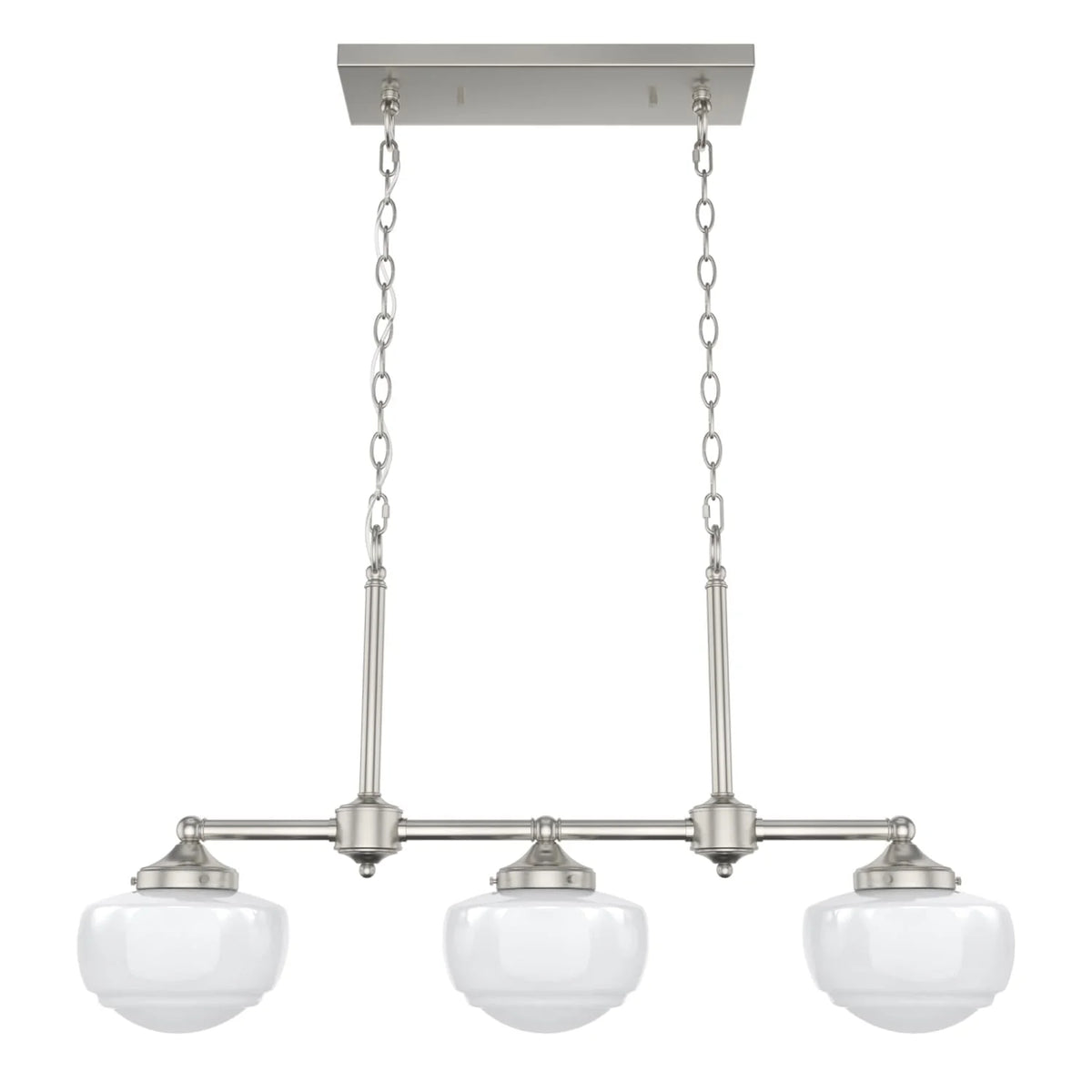Saddle Creek Shiny Cased White Glass 3 Light Linear Chandelier