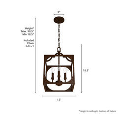 Highland Hill 4 Light Pendant 12 inch