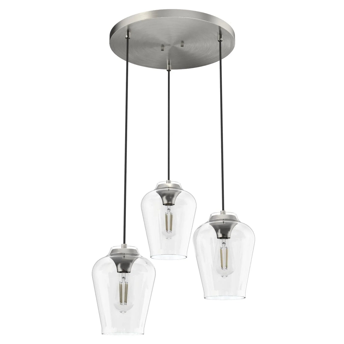 Vidria Clear Glass 3 Light Round Pendant Cluster