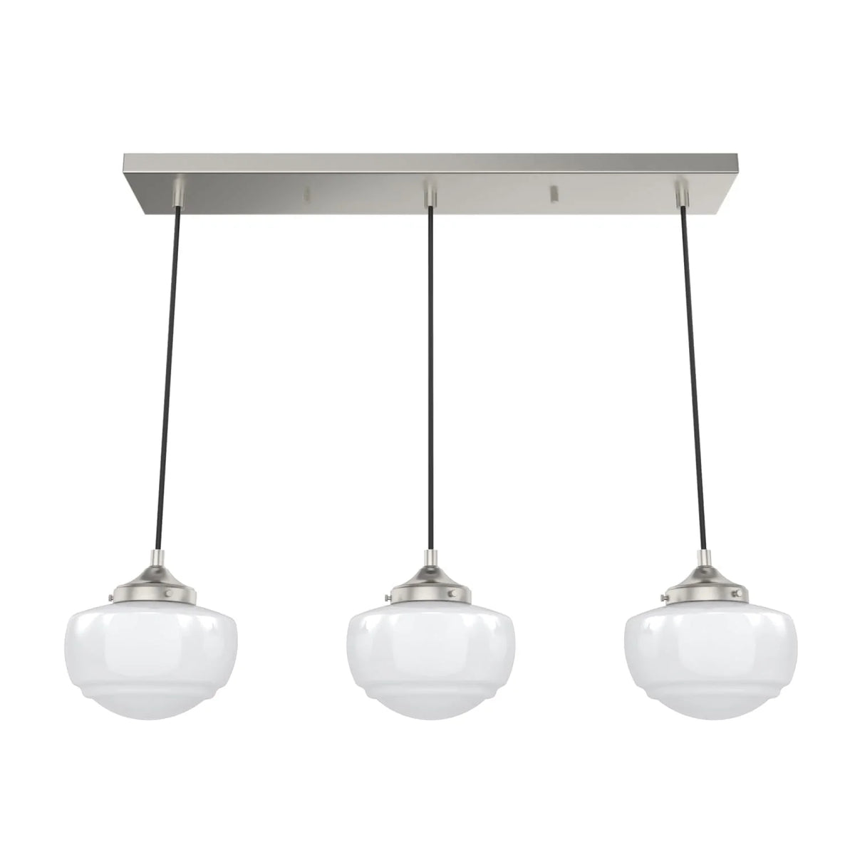 Saddle Creek Shiny Cased White Glass 3 Light Linear Pendant Cluster