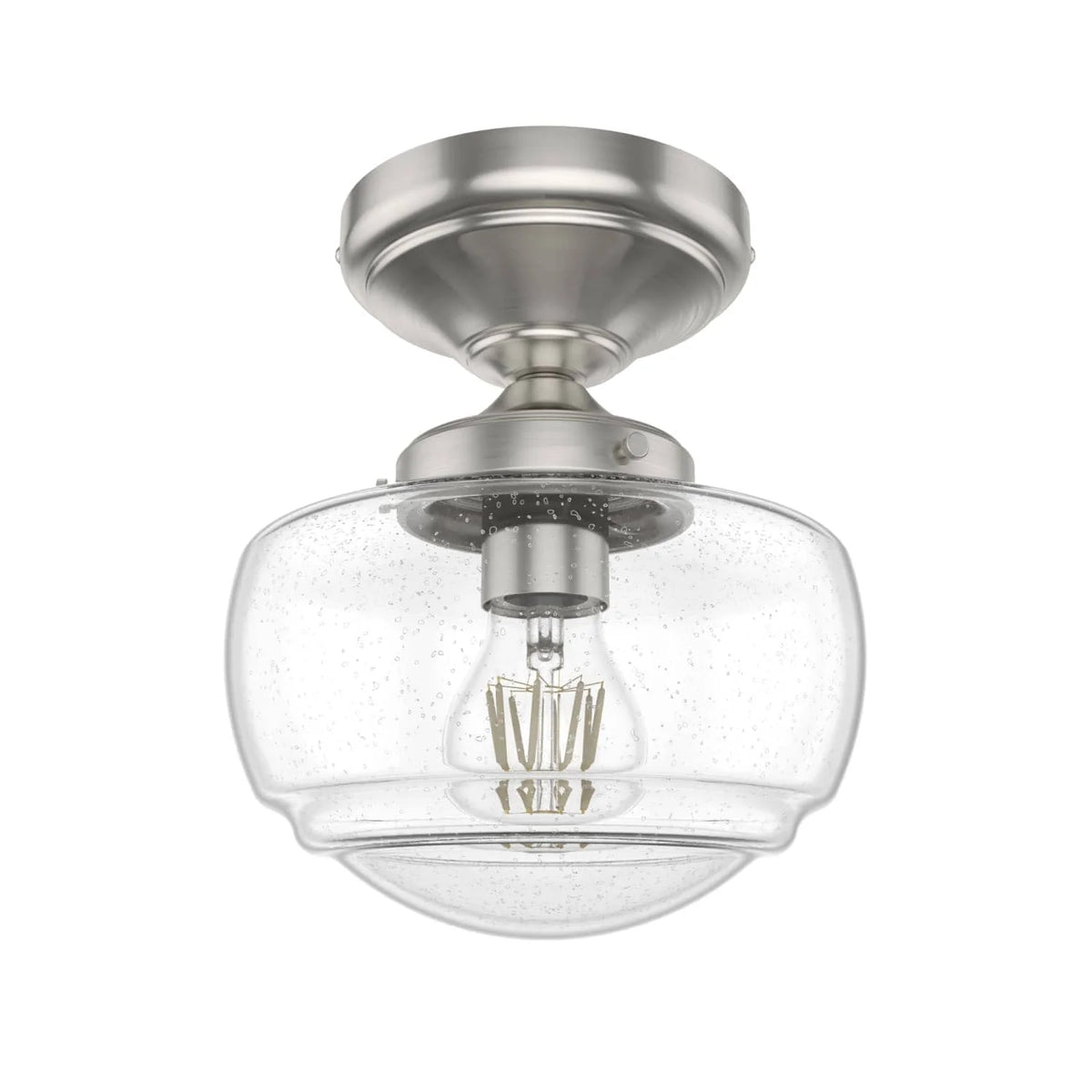 Saddle Creek Clear Seeded Glass 1 Light Mini Semi Flush