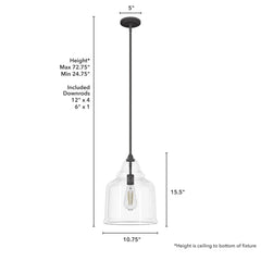 Dunshire Bell Clear Glass 1 Light 12 Inch Medium Pendant