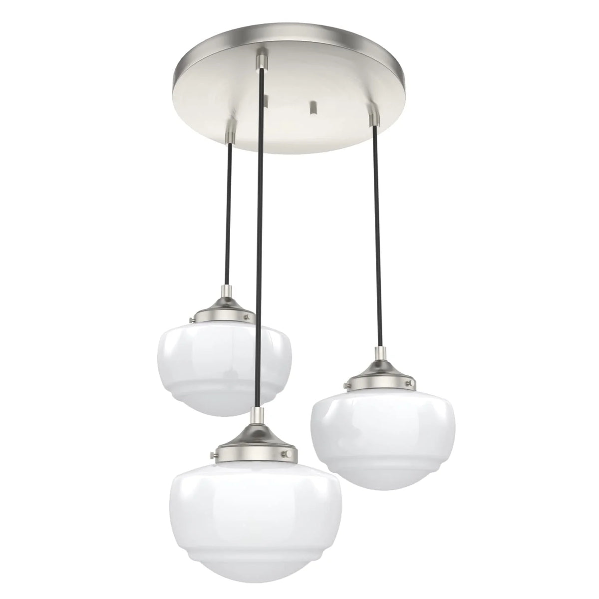 Saddle Creek Shiny Cased White Glass 3 Light Round Pendant Cluster