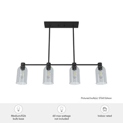 Lochemeade Smoked Glass 4 Light Linear Chandelier