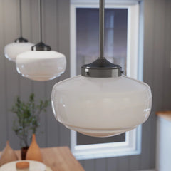 Saddle Creek Shiny Cased White Glass 1 Light 10 Inch Pendant