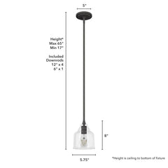 Dunshire Bell Clear Glass 1 Light 6 Inch Mini Pendant