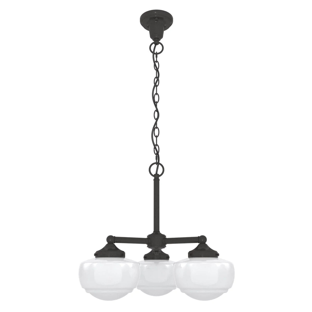 Saddle Creek Shiny Cased White Glass 3 Light Chandelier