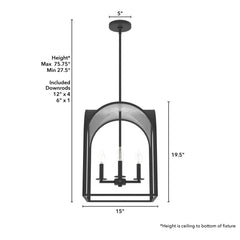 Dukestown Lantern Pendant 4 Light 15 in