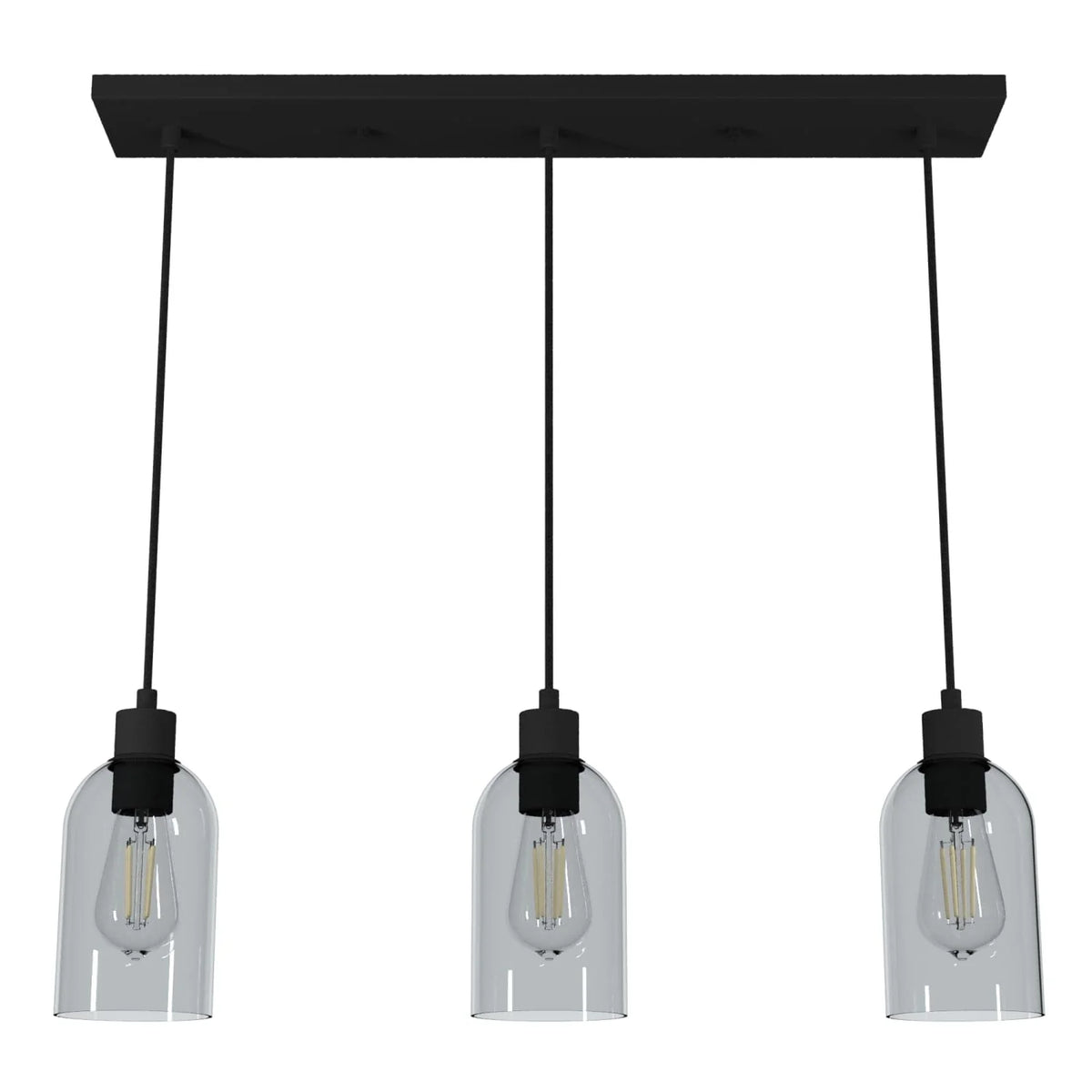 Lochemeade Smoked Glass 3 Light Linear Pendant Cluster