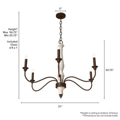 Teren 6 Light Chandelier