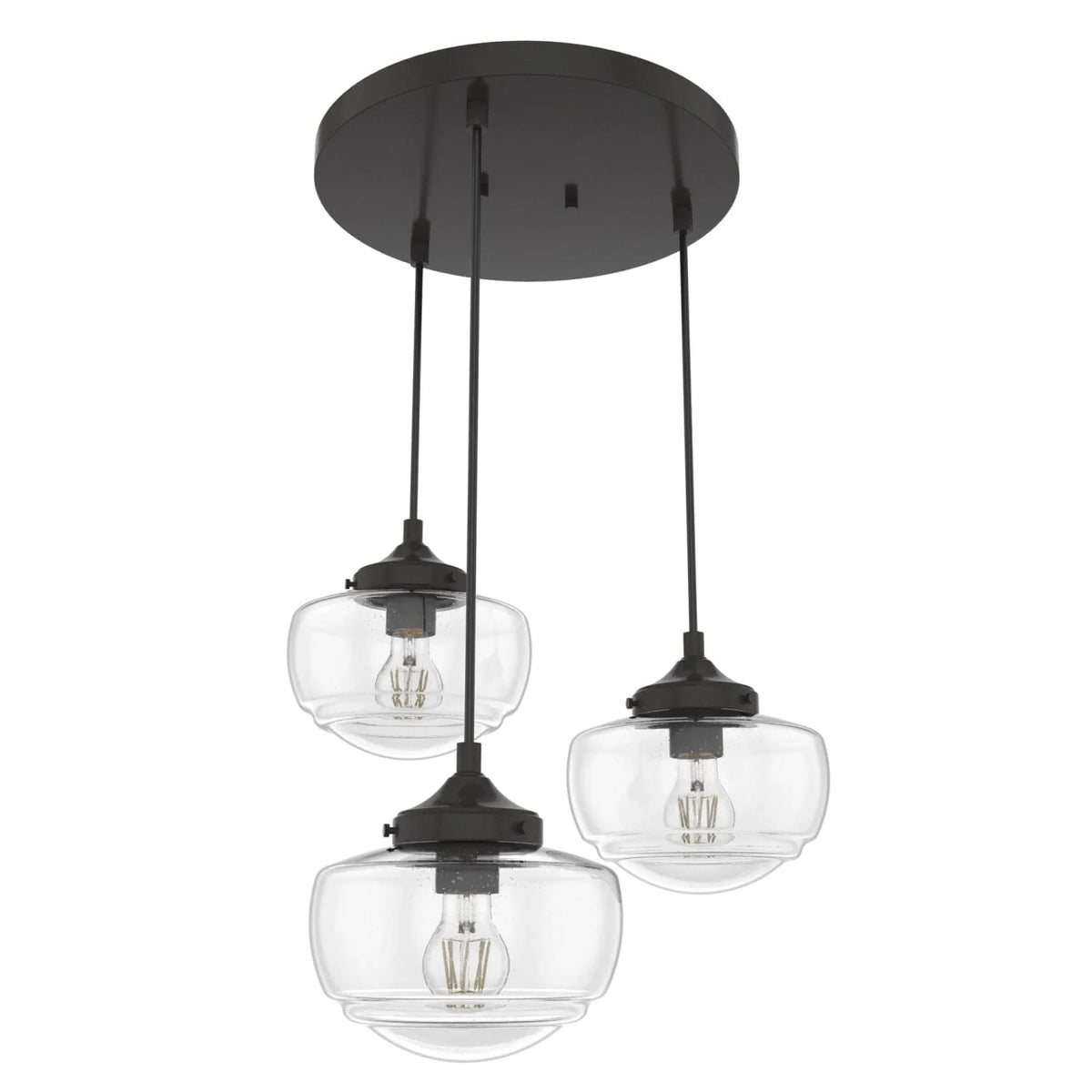 Saddle Creek Clear Seeded Glass 3 Light Round Pendant Cluster