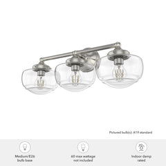 Saddle Creek Clear Seeded Glass 3 Light Vanity