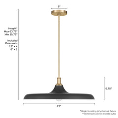 Moriso 1 Light Large 22 Inch Pendant