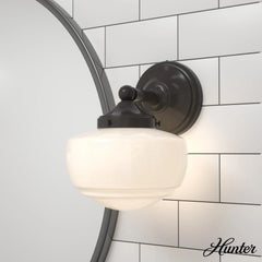 Saddle Creek Shiny Cased White Glass 1 Light Sconce